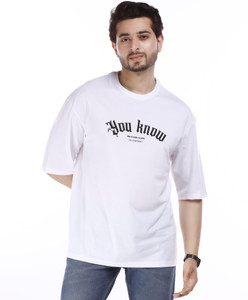 E-MAX Typography Men Round Neck White T-Shirt