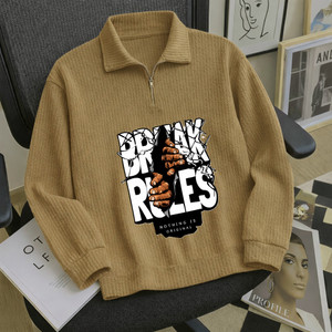 Try Men Zip Neck Brown T-Shirt - Image 3