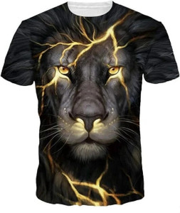HouseOfCommon Animal Print Men Round Neck Black T-Shirt