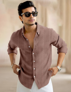 Force Men Solid Casual Brown Shirt