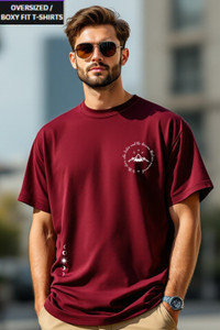 UrGear Printed Men Round Neck Maroon T-Shirt