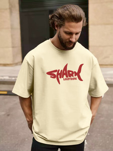 Leotude Printed Men Round Neck Beige T-Shirt