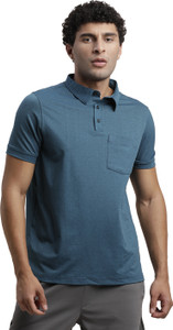 TURTLE Solid Men Polo Neck Blue T-Shirt