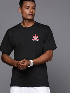 ADIDAS ORIGINALS Printed Men Round Neck Black T-Shirt
