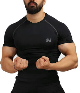 NINQ Solid Men Round Neck Black T-Shirt
