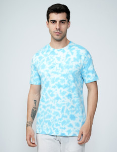 BEING WANTED Printed Men Round Neck Blue T-Shirt