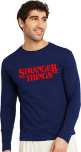 London Crew Typography Men Round Neck Navy Blue T-Shirt