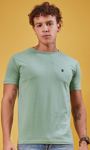 3BROS Solid Men Round Neck Green T-Shirt