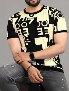sti Printed Men Round Neck Gold T-Shirt