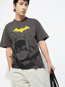 MAX Printed Men Round Neck Grey T-Shirt