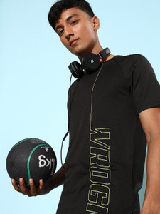 WROGN ACTIVE Printed Men Crew Neck Black T-Shirt