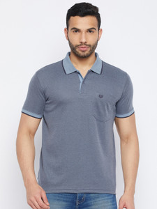 DUKE Solid Men Polo Neck Grey T-Shirt