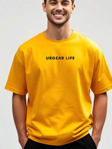 UrGear Printed Men Round Neck Yellow T-Shirt