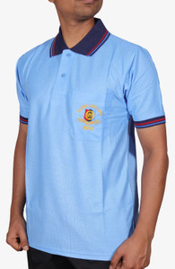 KAS Printed Men Polo Neck Blue T-Shirt