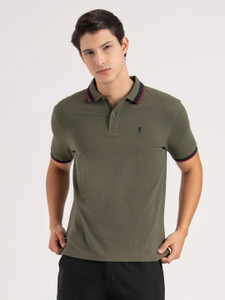 RED TAPE Solid Men Polo Neck Green T-Shirt