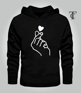 Tees Collection Printed Men Hooded Neck Black T-Shirt