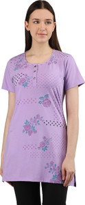 Duchess Printed Women Round Neck Purple T-Shirt