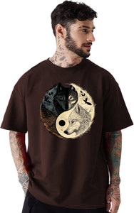HADAR Graphic Print Men Round Neck Brown T-Shirt