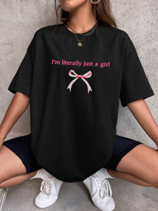 AI CLUB Printed Women Round Neck Black T-Shirt