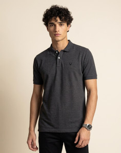 Allen Solly Solid Men Polo Neck Black T-Shirt