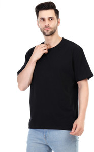 LITOFY Solid Men Round Neck Black T-Shirt