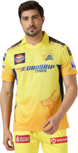 playR X Chennai Super Kings Printed Men Polo Neck Yellow T-Shirt