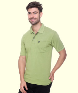 RYTONZ Solid Men Polo Neck Light Green T-Shirt