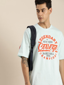 DILLINGER Typography Men Round Neck Blue T-Shirt