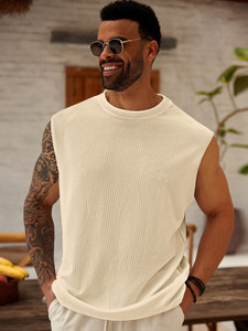 KAJARU Self Design Men Round Neck Beige T-Shirt