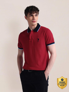 U.S. POLO ASSN. Men Red Polo Neck T-Shirt - Image 6