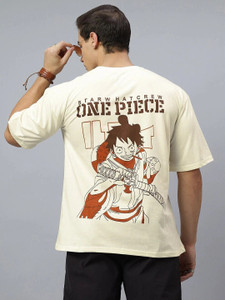 Crazybee CB Printed Men Round Neck Beige T-Shirt - Image 5