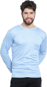 MARIAM ENTERPRISE Solid Men Round Neck Blue T-Shirt