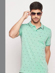 UNIBERRY Printed Men Polo Neck Light Green T-Shirt