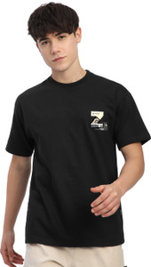 BEYOUNG Embroidered Men Round Neck Black T-Shirt