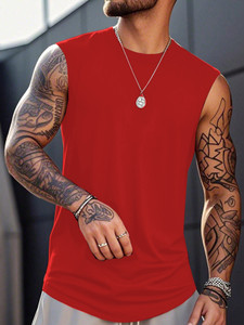 LIME Men Red Round Neck T-Shirt - Image 3