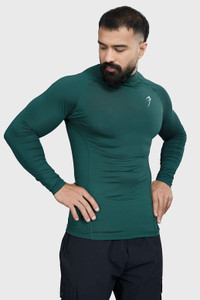 FuaarK Solid Men High Neck Green T-Shirt
