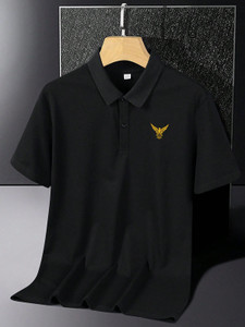 Amaran Printed Men Polo Neck Black T-Shirt