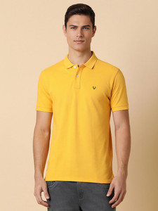 Allen Solly Solid Men Polo Neck Yellow T-Shirt