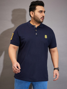 bigbanana Solid Men Polo Neck Blue T-Shirt