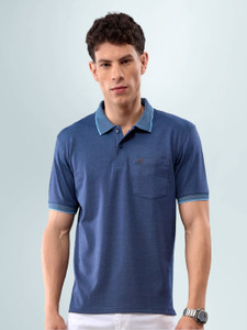 Lux Nitro Solid Men Polo Neck Dark Blue T-Shirt