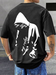 RetroTees Printed Men Round Neck Black T-Shirt