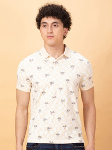 BEING HUMAN Printed Men Polo Neck White T-Shirt