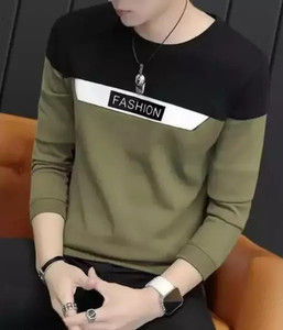 URE Enterprises Colorblock Men Round Neck Light Green T-Shirt