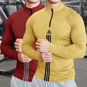 GGARBLY Striped Men High Neck Multicolor T-Shirt