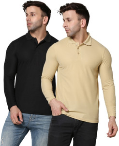 INKKR Solid Men Polo Neck Multicolor T-Shirt