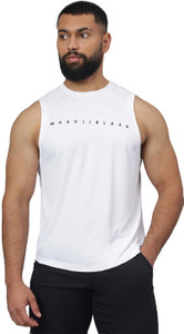 MUSCLEBLAZE Solid Men Round Neck White T-Shirt
