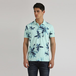 Pepe Jeans Floral Print Men Polo Neck Green T-Shirt