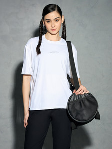 TECHNOSPORT Solid Women Crew Neck White T-Shirt