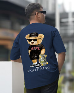 TEESHACK Graphic Print Men Round Neck Dark Blue T-Shirt