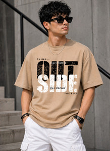 Creation By London Hills Typography Men Round Neck Brown T-Shirt
